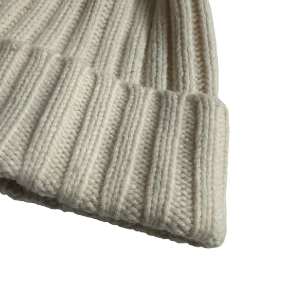 Athleta Knit Ribbed Winter Hat with Faux Fur Pom, Ivory Cream - Picture 3 of 11